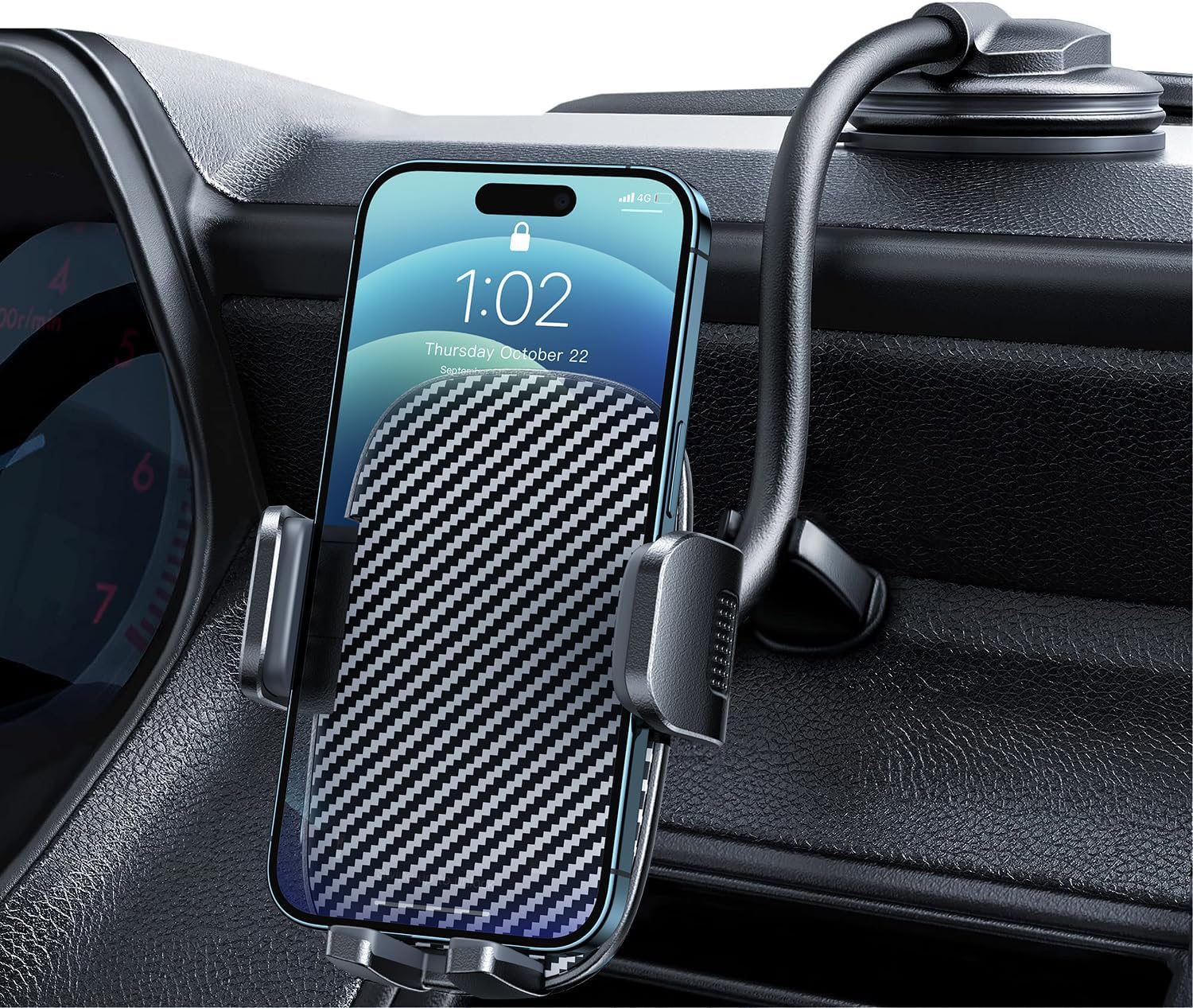 Car Phone Holder - Flexible Gooseneck Long Arm Phone Mount for Windshield with Washable Strong Suction Cup for All Smartphones