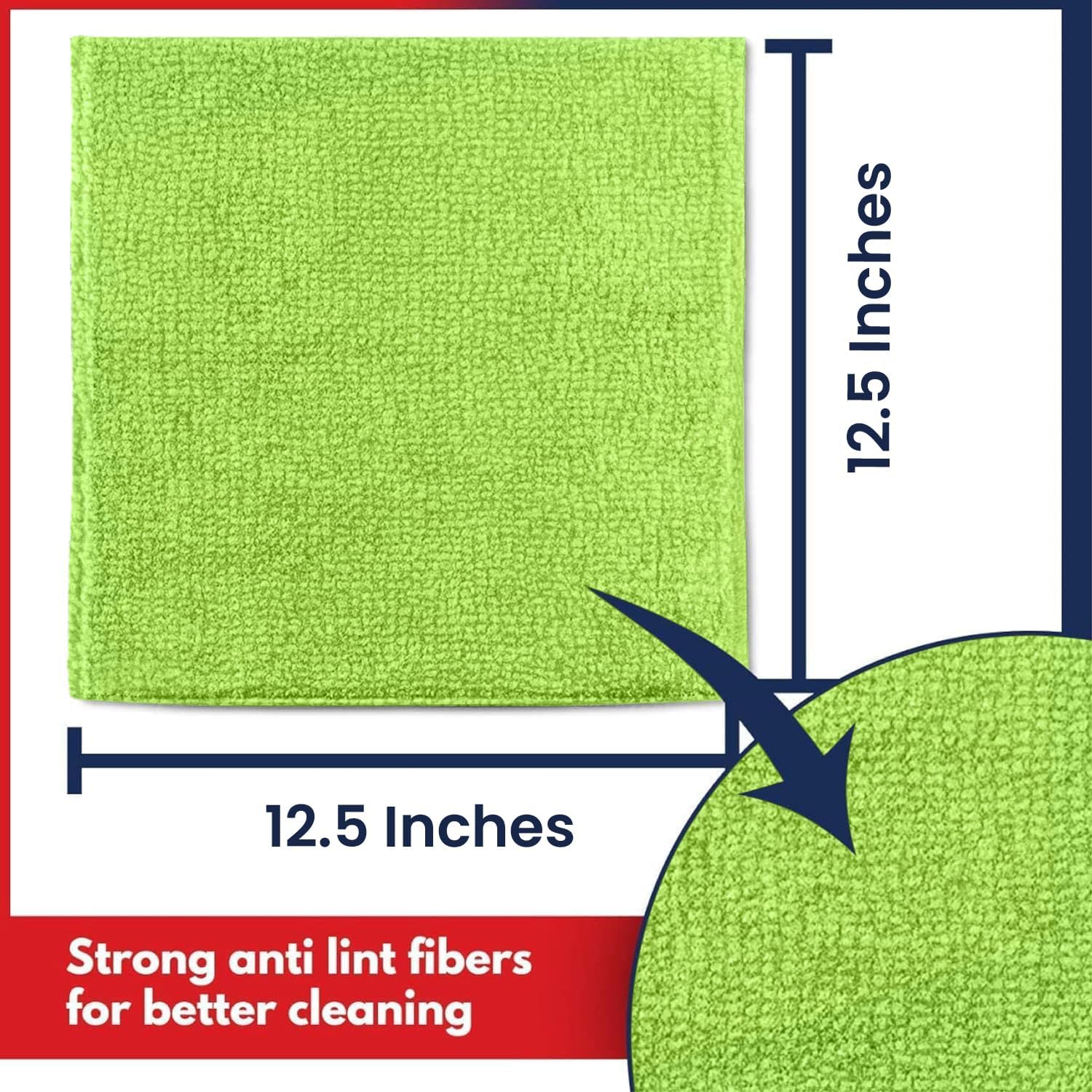 Microfiber Cleaning Cloth Light Green - 12 Pcs 12.5"x12.5" - High Performance - 1200 Washes, Ultra Absorbent Towels Weave Grime & Liquid for Streak-Free Mirror Shine - Car Washing Cloth - Image 2